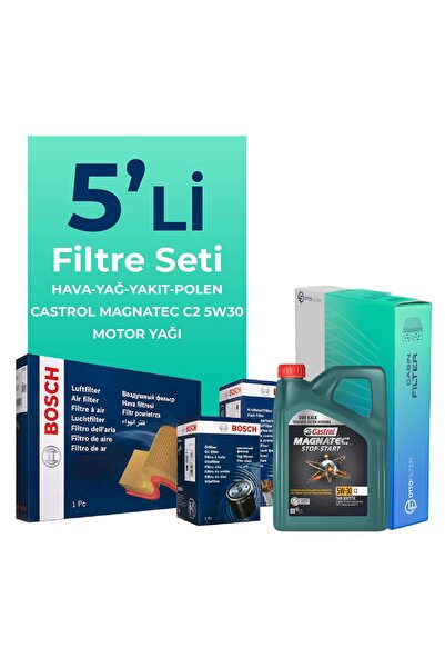 Bosch Citroen C-Elysee 1.6 Dizel Filtre Bakım Seti CAST ROL Motor Yağlı (2012...