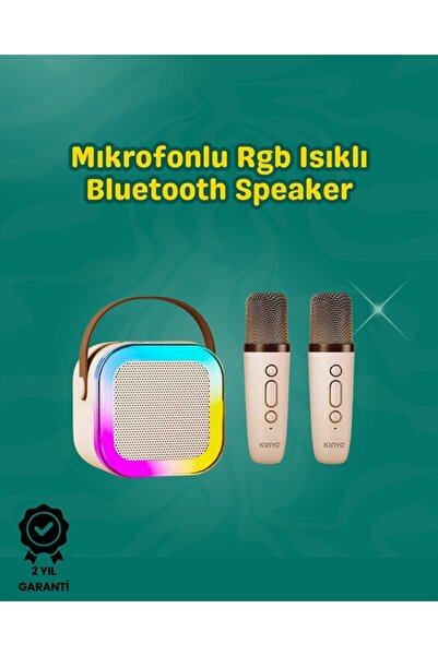 Genel Markalar İki Mikrofonlu Renkli LED Işıklı Karaoke Cihazı