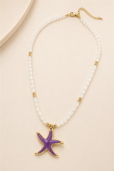 Alexis Carrel Lucina Purple Starfish Figured Bead Necklace