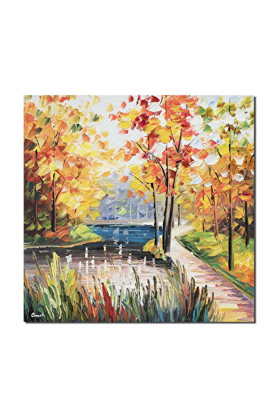 artnova Ръчно рисувана пейзажна картина, Спокойствие, 50x50см, маслена на пла...