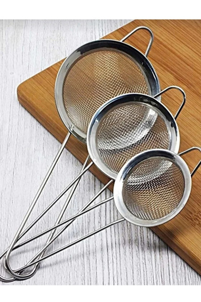 mucit home 3 Lü Küçük Metal Süzgeç Seti 6-7-8 cm Boyutlarda