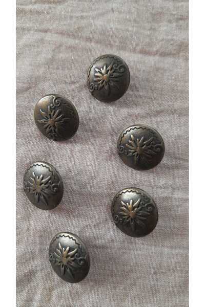 ILCARE Antique Sari Metal Button 14 mm 6 Pieces