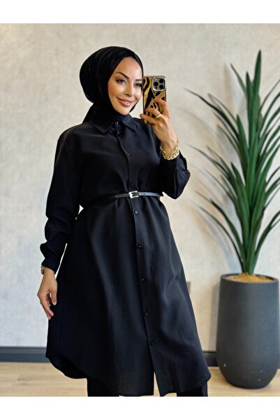 ALANURMODA 1009-2 Λονδρέζικο λινό τουνίκ μαύρο