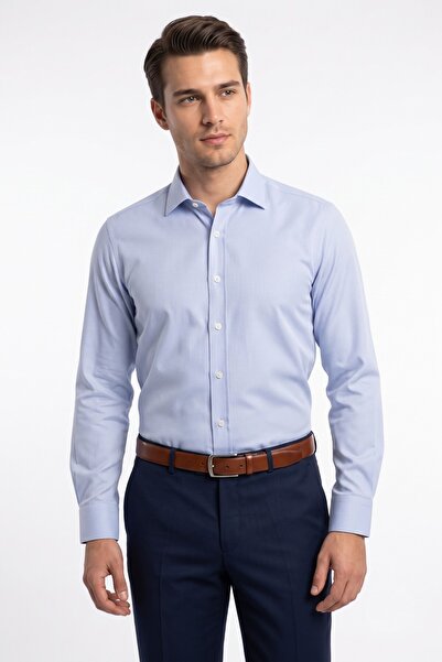 KAMER Men's Slim Fitt Long Sleeve Dobby Lycra Shirt 2455 Bgl-St05602