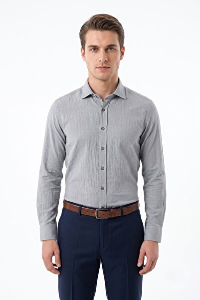 KAMER Men's Slim Fitt Long Sleeve 100% Cotton Shirt 2429 Bgl-St05603