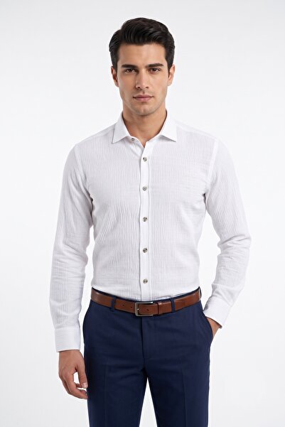 KAMER Men's Slim Fitt Long Sleeve 100% Cotton Shirt 2429 Bgl-St05603