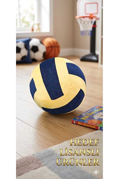 Hedef Lisanslı Ürünler Voleybol Topu Figürlü Peluş Top Yastık – Lacivert / Sa...