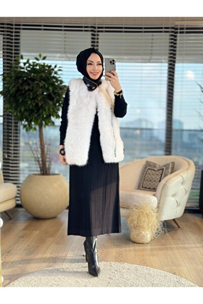 ButikMoor 24W2058 Caren Plush Vest Ecru