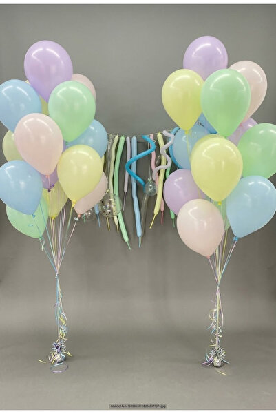 baloss fer 6'lı Makaron Pastel Renkli Balon Seti 11 İnç Doğum Günü Baby Showe...