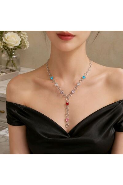 Monalisa Home Luxurious Zircon Stone Figured Flashy Y Necklace