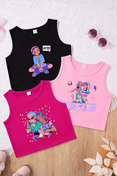 MYADA Özel Tasarım Kız Çocuk 3'lü Crop Set 23507 23472 23470