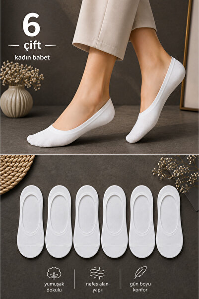 ck socks 6 Pairs of White Women's Ballerina Socks |   Cotton, Breathable, Ant...