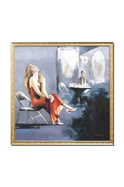 artnova Ръчно рисувана рамкирана картина, Нощно кафене, 85x85 см, маслена на ...