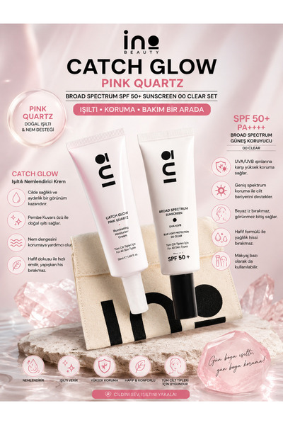 inobeauty Catch Glow Pink Quartz Cilt Bakım Seti | SPF 50+ Güneş Koruyucu, Gl...