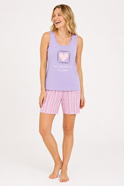 NBB Women's Shorts Set, 100% Cotton, Heart Pattern, Thick Straps