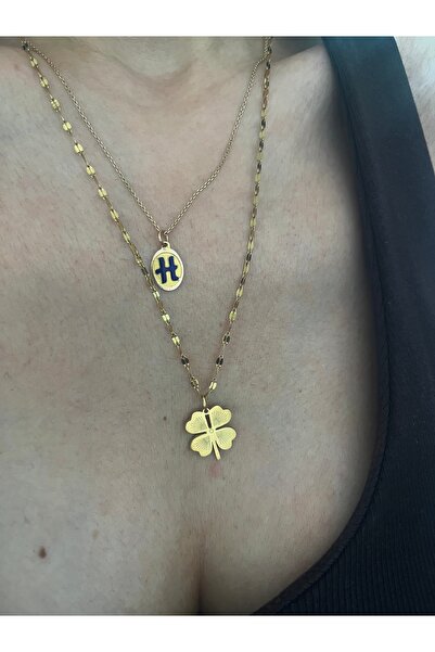 Hoop jewelery 53-cm Steel Clover Necklace
