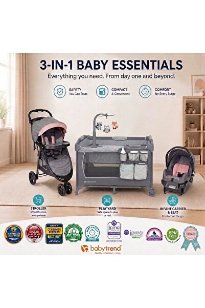 babytrend EZ Rest Playard & Skyline 35 Travel System 3 in 1 Bundle