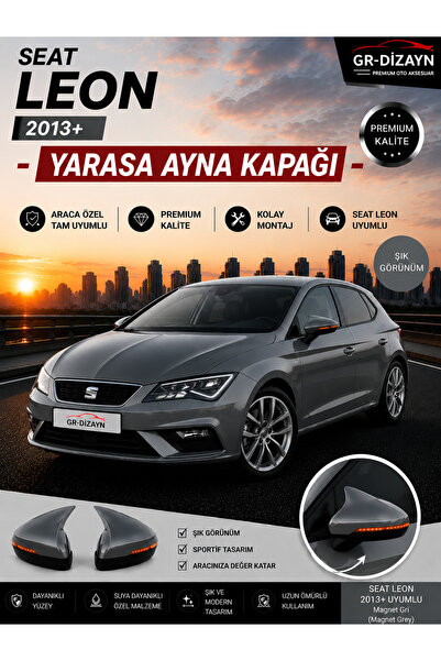 GR-Dizayn SEAT LEON 2013+ ARACA ÖZEL BOYALI YARASA AYNA KAPAĞI A+ (MAGNET GRİ)