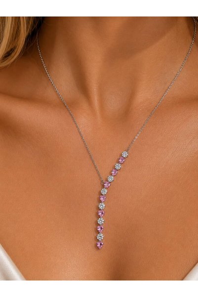 BALVORA VENTO Women's Steel Stone Detail Y Necklace