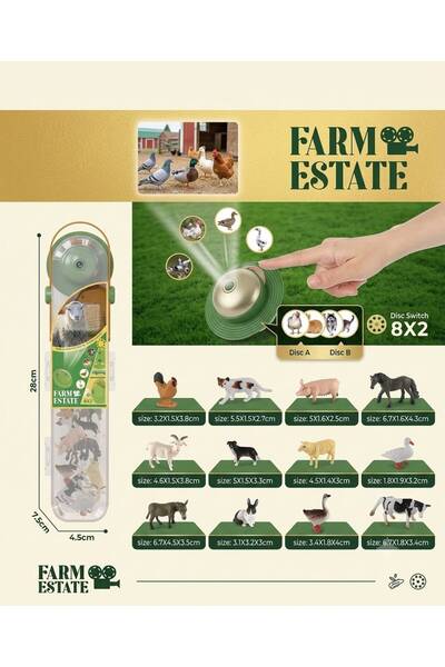 OEM Set Proiector Educativ Animale de Ferma cu 12 Figurine si Marire 8x pentr...