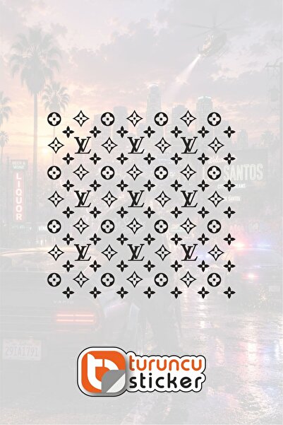 Turuncu Sticker LV Desen Sticker 25x25 Cm - Araç -Motor - Laptop - Kask Etiket