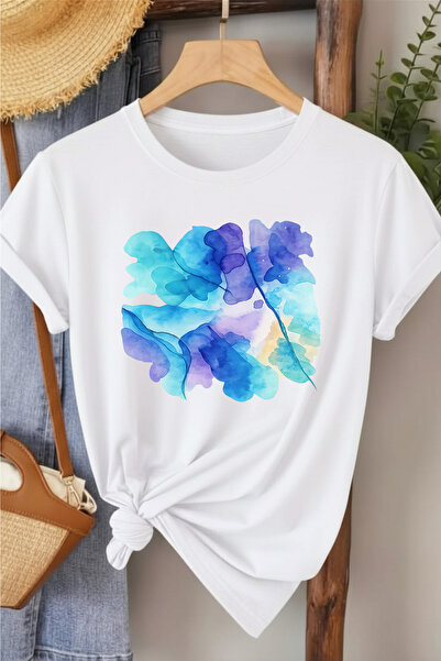 l'eivor Pastel Flower Design Printed Women's Cotton T-Shirt