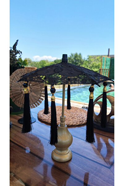 Agbtrend Masaüstü Otantik Siyah Dantelli Gold Dekoratif Sunum Bali Şemsiyesi ...
