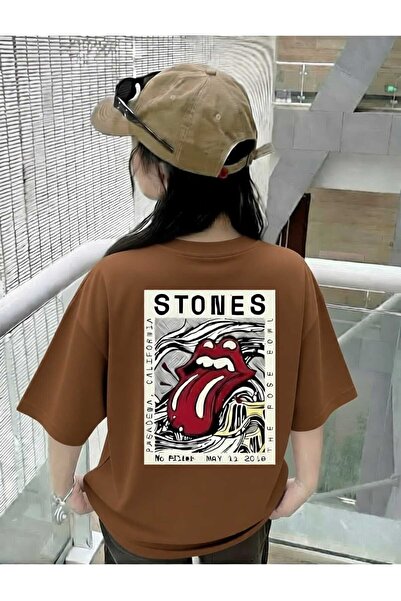 New Shine Rolling Stones Printed Oversize Cotton T-Shirt