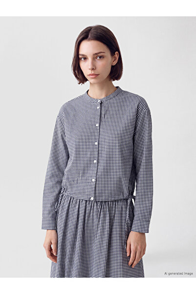 LC Waikiki Lcw Modest Blue Hakim Collar Plaid Women's Shirt