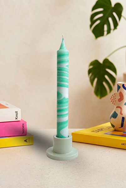 Kyphi Natural El Yapımı Ebru Şamdan Mumu | Dekoratif Blok Candle | 20 cm 8 Sa...