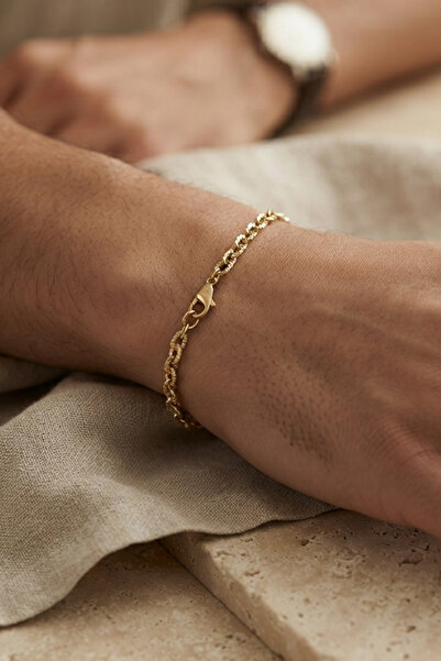 Rua Jewelry Steel Italian Classic Laser Textured Ring Bracelet 2 mm Gold Colo...