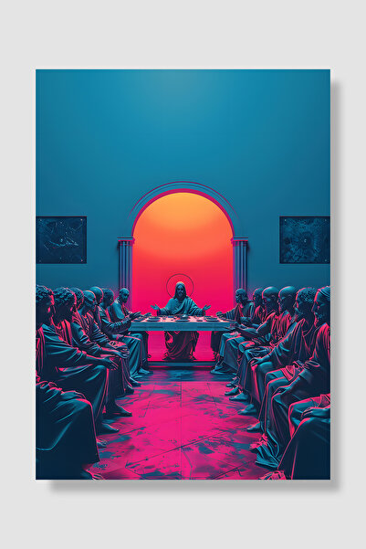 Luna Marissa Poster pentru ultima cină, albastru, roz, neon, scenă cu arcuri,...