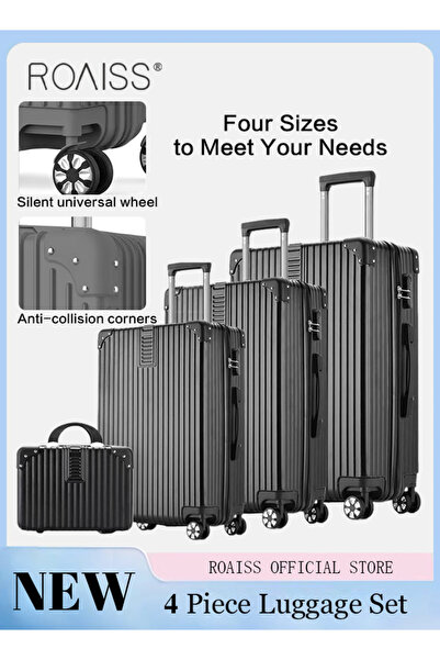 ROAISS 4 Pcs Hardshell Luggage Set for Unisex, Durable Lightweight Silent Uni...
