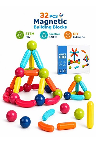 LEOXOL Magnetic Building Blocks 32 Pieces | STEM Construction Stick Toy For K...