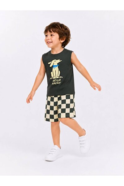 YİGİT BUTİK Tricou fără mâneci cu imprimeu câine pentru băieți, cu pantaloni ...