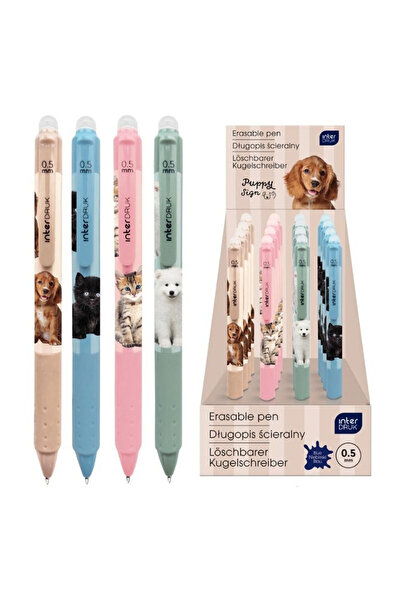 Interdruk Pix stergator Puppy Sign, retractabil cu grip, varf 0.5 mm, Multico...