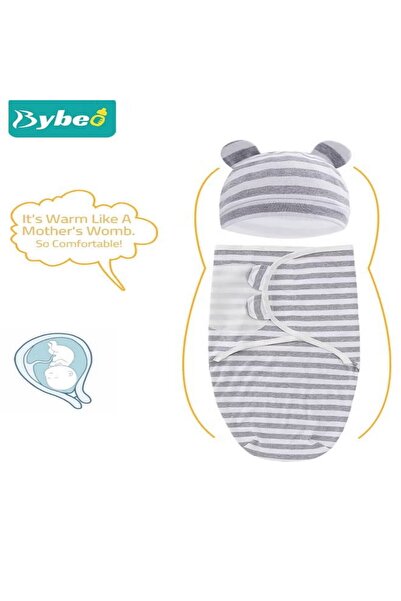 BYBEO 4 PCS Baby Swaddle Blanket Wrap Cap Set Newborn Infant Sleep Sack With ...