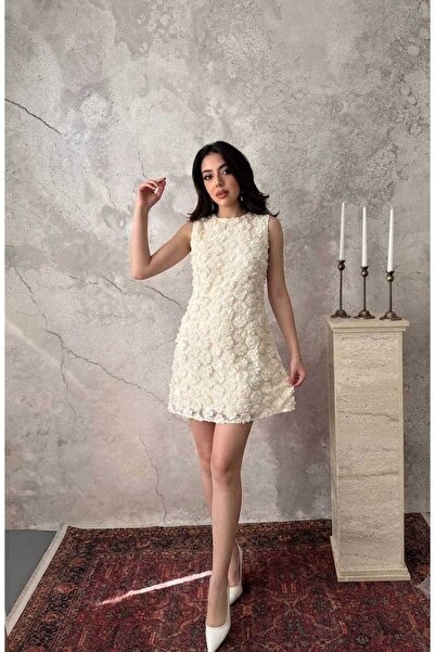 PARKhande KABARTMALI CİCEK DESENLİ ELBİSE
