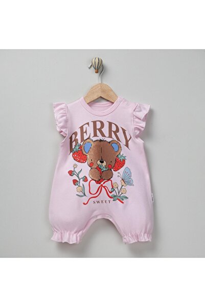 mandalinsbaby Baby Girl Jumpsuit with Teddy Bear Patterned Shorts