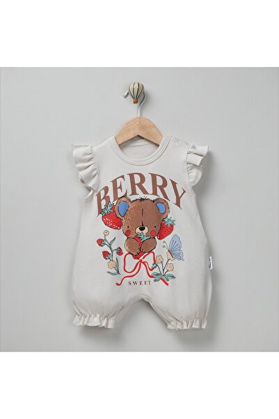 mandalinsbaby Baby Girl Jumpsuit with Teddy Bear Patterned Shorts