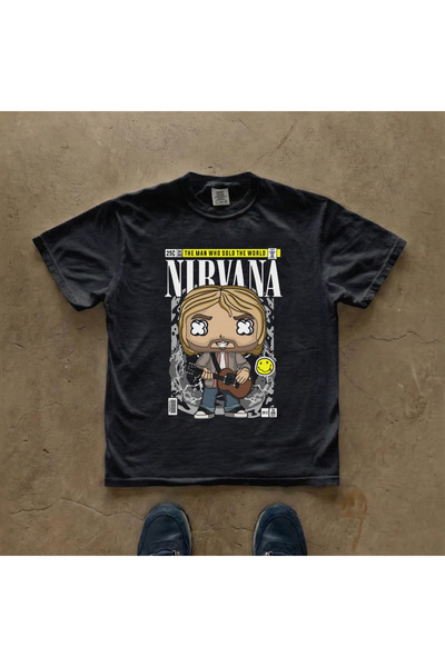 Grafftee Clothing تي شيرت نيرفانا كورت كوبين مطبوع للجنسين مقاس كبير