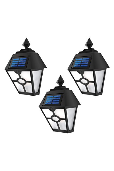 YBOSHOP Set 3 lampi solare de exterior cu senzor de lumina, IP65, ABS, negru