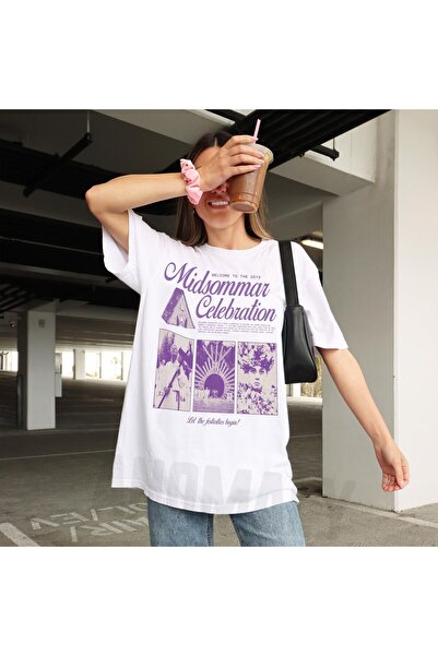 Grafftee Clothing تي شيرت كبير الحجم مطبوع عليه احتفالات ميدسومار للجنسين