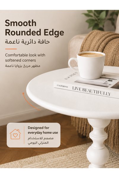 FADAKWALT Round Side Table, 40 cm Small Black Pedestal End Table, 52 cm Tall Living Room Side Table with Wide Round Base and Smooth Edge, Accent Drink Table for Sofa, Bedroom, Bedside and Small Spaces