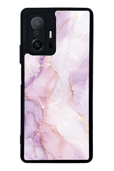 Spoyi حافظة هاتف Xiaomi Mi 11T بتصميم رخامي لامع باللون الوردي اللافندر