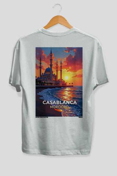 Ankhises Kazablanka Maroko Bela Oversize Zemlja Grad Leđa Tiskana Unisex Maji...