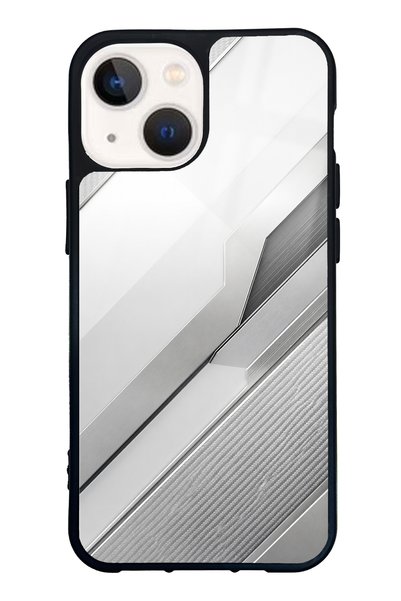 Spoyi iPhone 13 Mini Silver Titanium Edge Design Glossy Phone Case