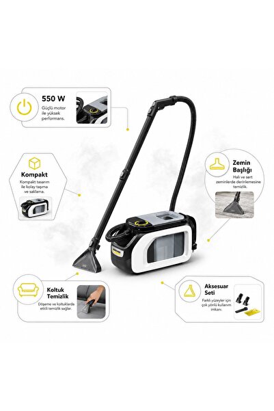 Karcher Compact Floor Halı Yıkama Makinesi 550W, Halı Koltuk ve Sert Zemin Te...