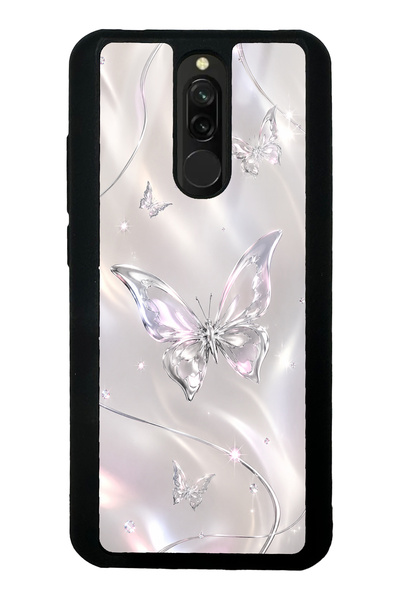 Spoyi حافظة هاتف Xiaomi Redmi 8 بتصميم كريستال ويسبر فراشة لامعة