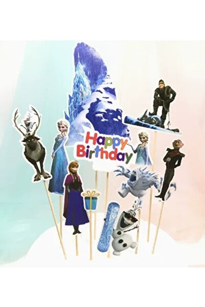 Baloane Vesele Set 10 Toppere Tort Elsa, Anna si Personaje Regatul Inghetat T...